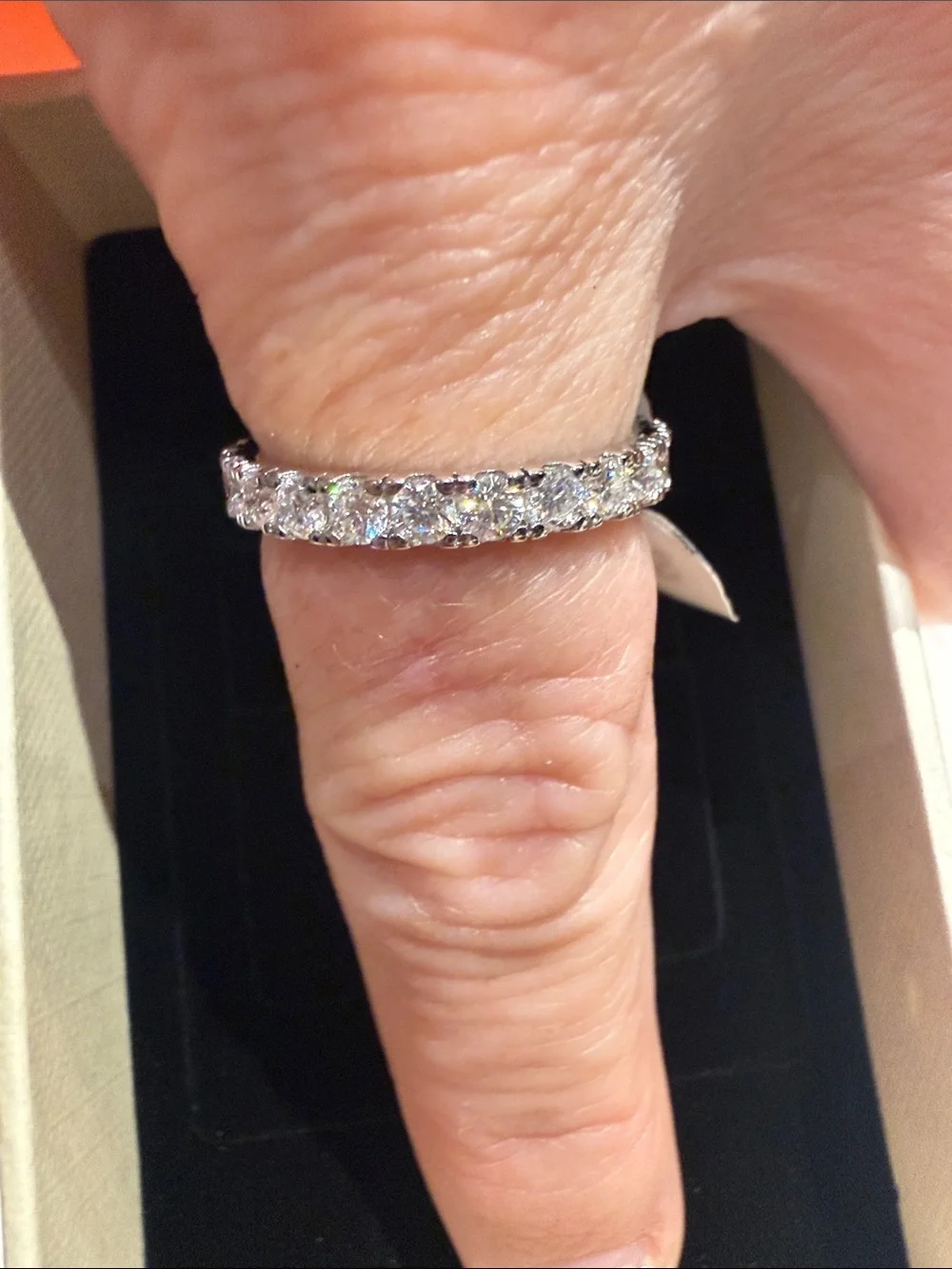 Sterling Silver Moissanite Band with Round Stones 9.25 Size 9